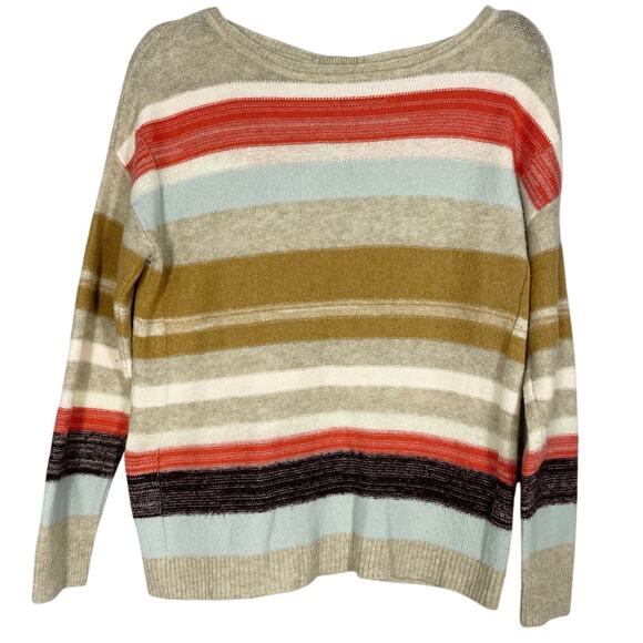 Caslon, Size XXS Petite, Tan Stripe Sweater, Button Back, Modal Blend, EUC - Picture 1 of 7